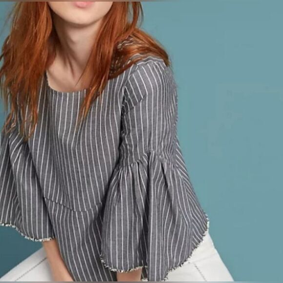 Anthropologie Dolan Striped Bell Sleeve Top size S - Picture 2 of 6
